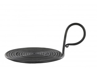 Černý antik kovový svícen pro sloupovou svíčku Spirel - Ø 17*10 cm