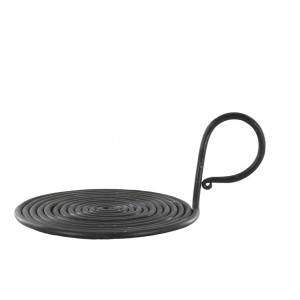Černý antik kovový svícen pro sloupovou svíčku Spirel - Ø 17*10 cm