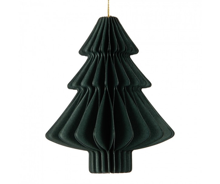 Papírová zelená skládací vánoční ozdoba stromek - Ø 9*10 cm Clayre & Eef