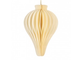 Papírová béžová skládací vánoční ozdoba baňka - Ø 8*10 cm