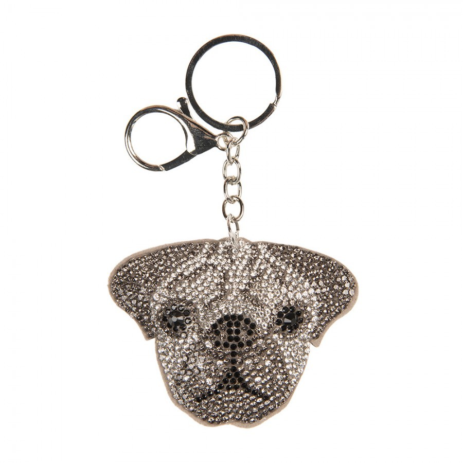 Keychain Dog 7x2x12 Cm Silver Colored Synthetic - 7*2*12 cm