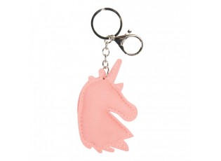 Růžová klíčenka s hlavou jednorožce Unicorn s kamínky - 6*2*14 cm