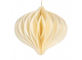 Papírová béžová skládací vánoční ozdoba baňka - Ø 11*10 cm