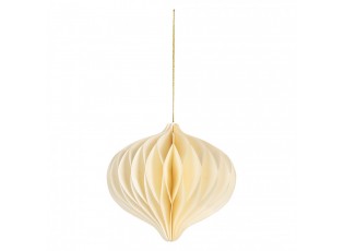 Papírová béžová skládací vánoční ozdoba baňka - Ø 11*10 cm