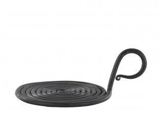 Černý antik kovový svícen pro sloupovou svíčku Spirel - Ø 12*7cm