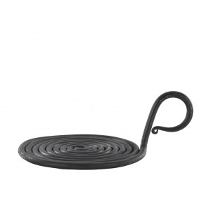 Černý antik kovový svícen pro sloupovou svíčku Spirel - Ø 12*7cm
