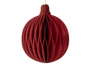 Papírová červená skládací vánoční ozdoba koule - Ø 8*10 cm