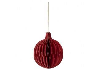 Papírová červená skládací vánoční ozdoba koule - Ø 8*10 cm