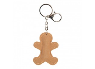 Hnědý přívěšek na klíče s kamínky perníček Gingerbread - 6*2*13 cm
