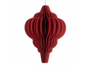 Papírová červená skládací vánoční ozdoba baňka - Ø 9*12 cm