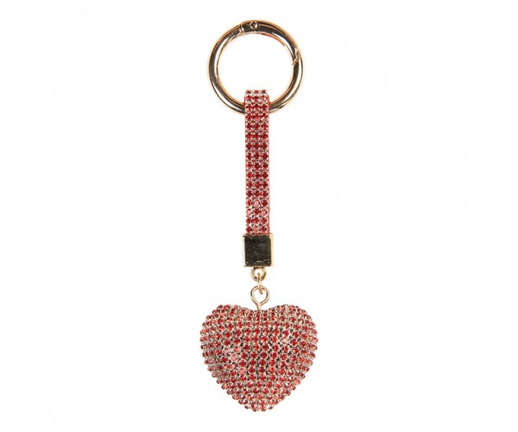 Keychain Heart 4x3x13 Cm Red Plastic - 4*3*13 cm Clayre & Eef