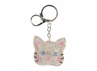 Keychain Cat 6x2x11 Cm Silver Colored Synthetic - 6*2*11 cm