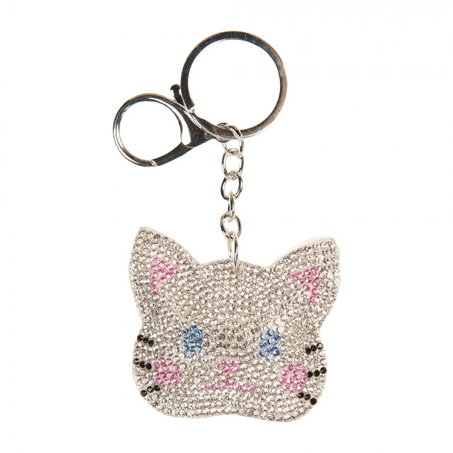 Keychain Cat 6x2x11 Cm Silver Colored Synthetic - 6*2*11 cm