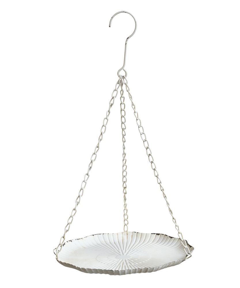 Krémové antik kovové závěsné krmítko pro ptáčky Joel - 25*43 cm