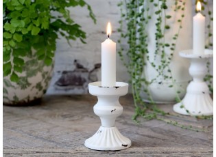 Krémový antik dekorační svícen na úzkou svíčku Livia - Ø 7*9 cm