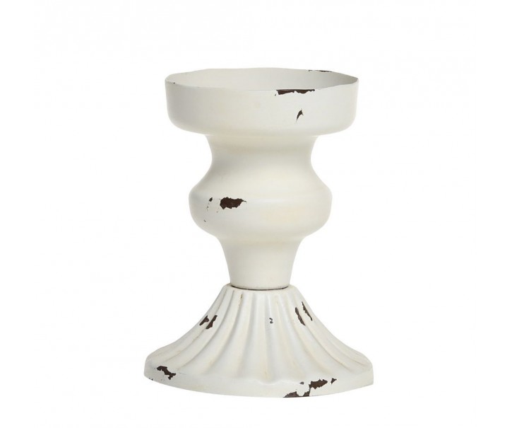 Krémový antik dekorační svícen na úzkou svíčku Livia - Ø 7*9 cm Chic Antique
