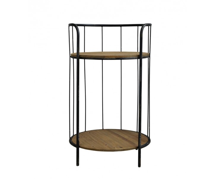 Černý antik kovový kulatý odkládací stolek Joanne - Ø 38*68 cm Chic Antique