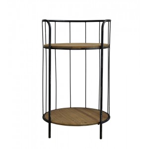 Černý antik kovový kulatý odkládací stolek Joanne - Ø 38*68 cm