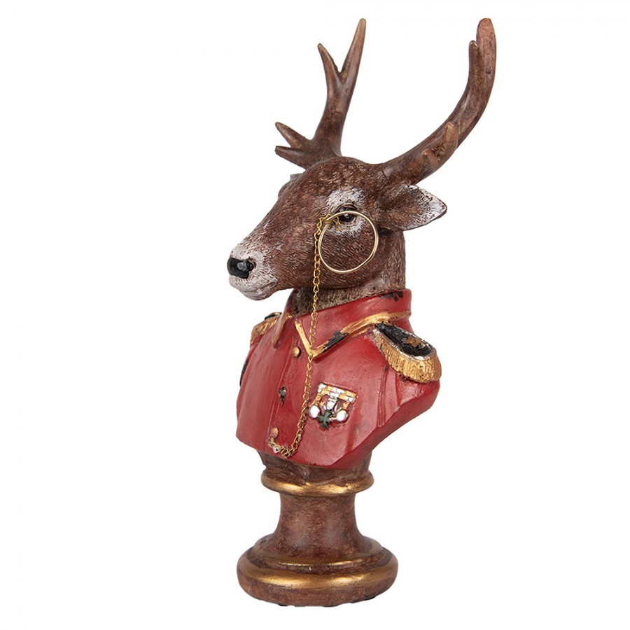 Červeno-hnědá vánoční dekorace busta jelen Deer - 10*8*19 cm