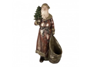 Vánoční dekorace figurka Santa s pytlem na dárky a stromkem - 24*17*47 cm