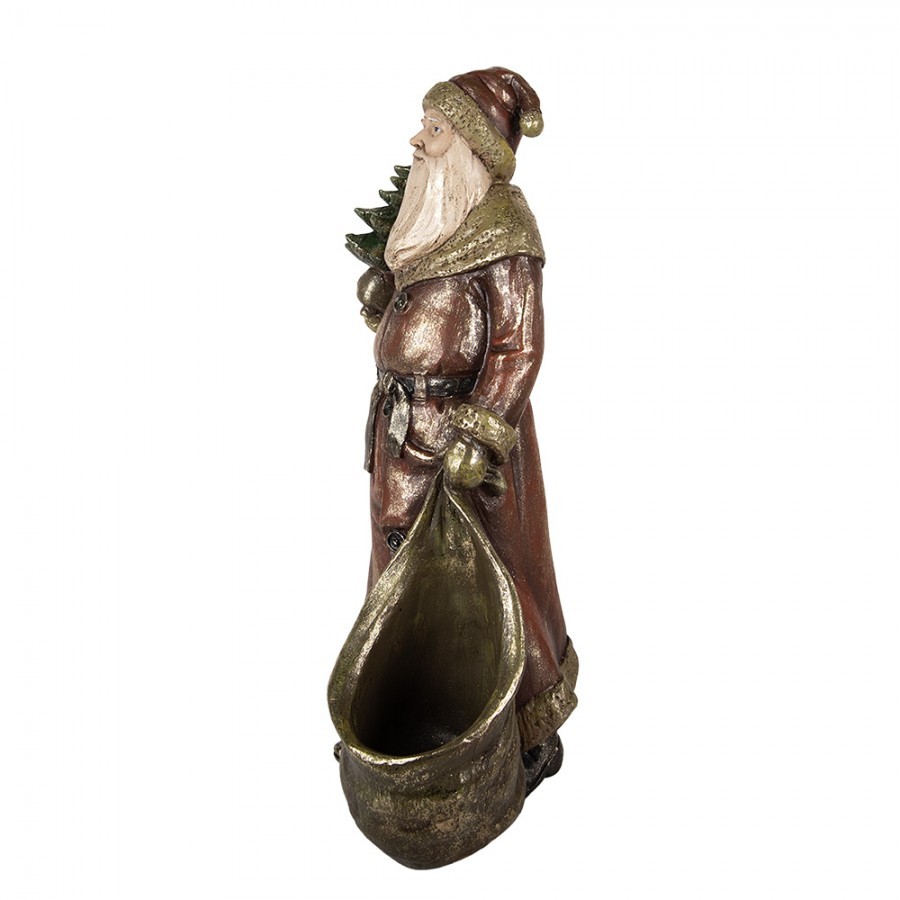 Vánoční dekorace figurka Santa s pytlem na dárky a stromkem - 24*17*47 cm