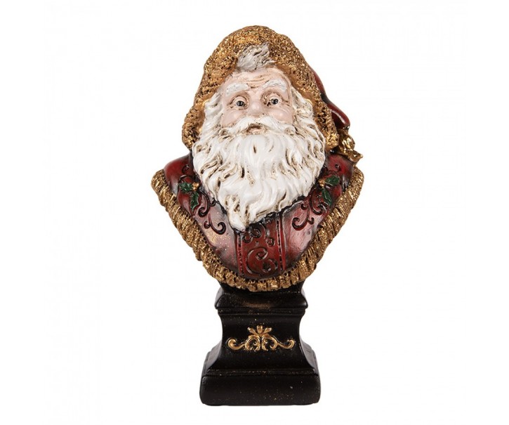Červeno-zlatá vánoční dekorace busta Santa Claus - 10*8*17 cm Clayre & Eef