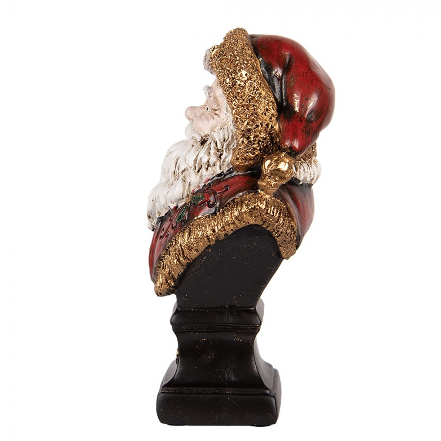 Červeno-zlatá vánoční dekorace busta Santa Claus - 10*8*17 cm