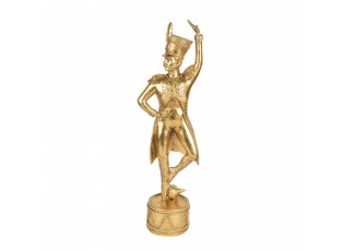 Christmas Decoration Figurine Nutcracker 14x10x45 Cm Gold Colored Plastic - 14.0 cm