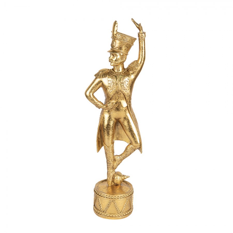Christmas Decoration Figurine Nutcracker 14x10x45 Cm Gold Colored Plastic - 14.0 cm