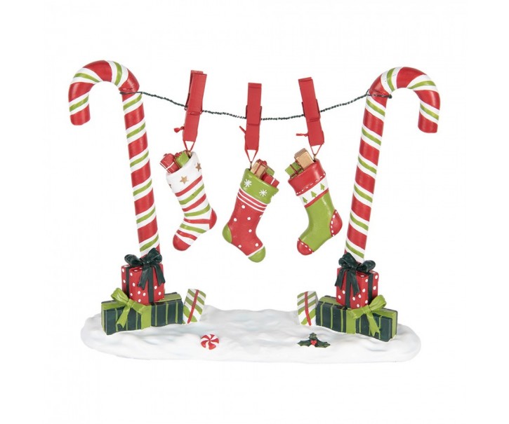 Christmas Decoration Figurine Candy Cane 32x10x25 Cm Red Plastic - 32.0 cm Clayre & Eef