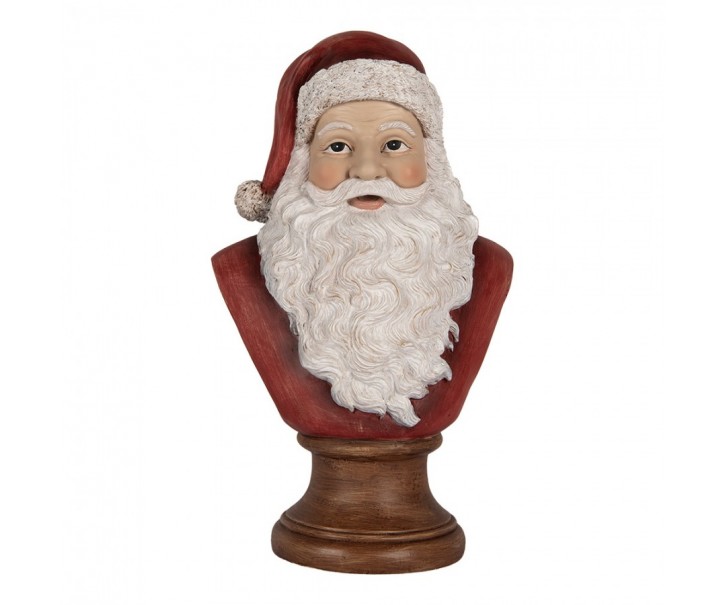Červeno-bílá vánoční dekorace busta Santa - 18*12*30 cm Clayre & Eef