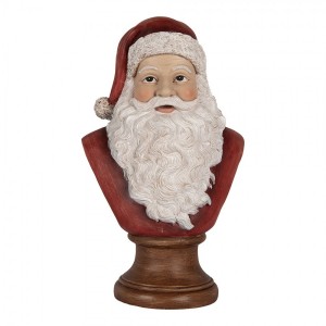 Červeno-bílá vánoční dekorace busta Santa - 18*12*30 cm
