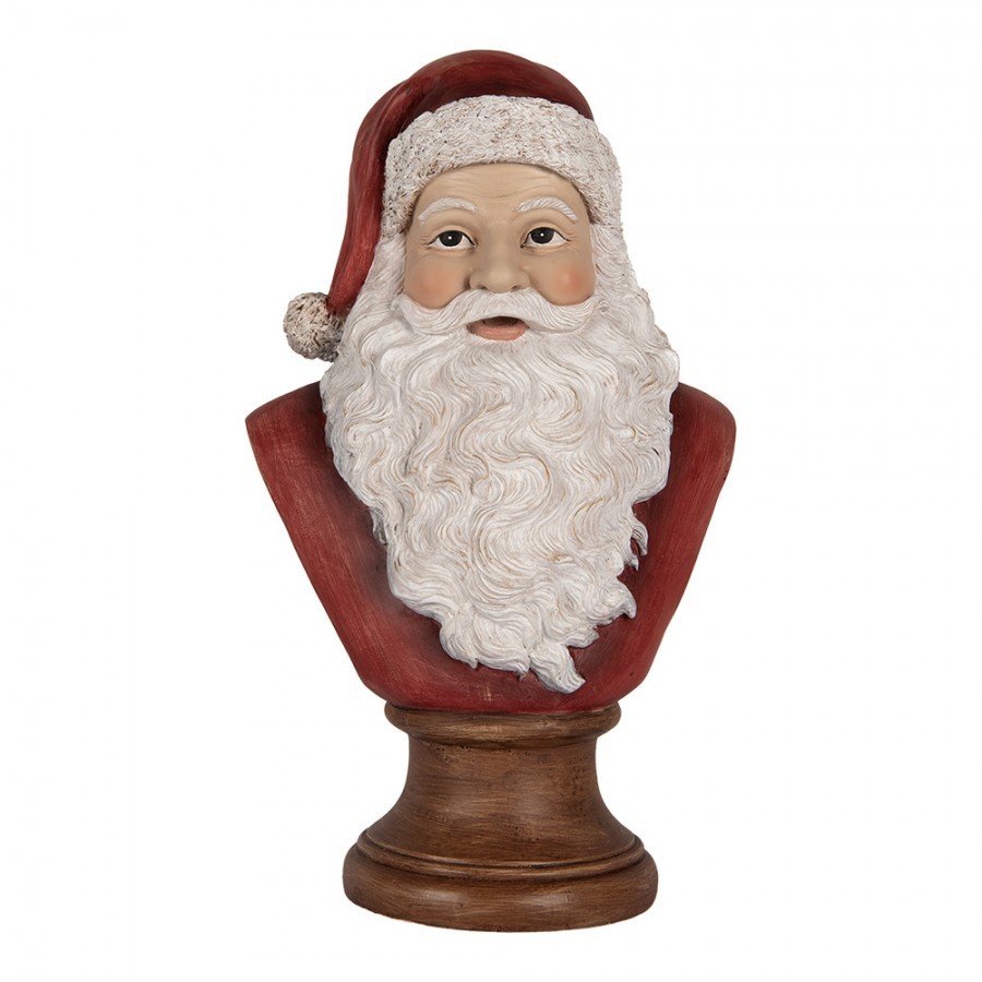 Červeno-bílá vánoční dekorace busta Santa - 18*12*30 cm