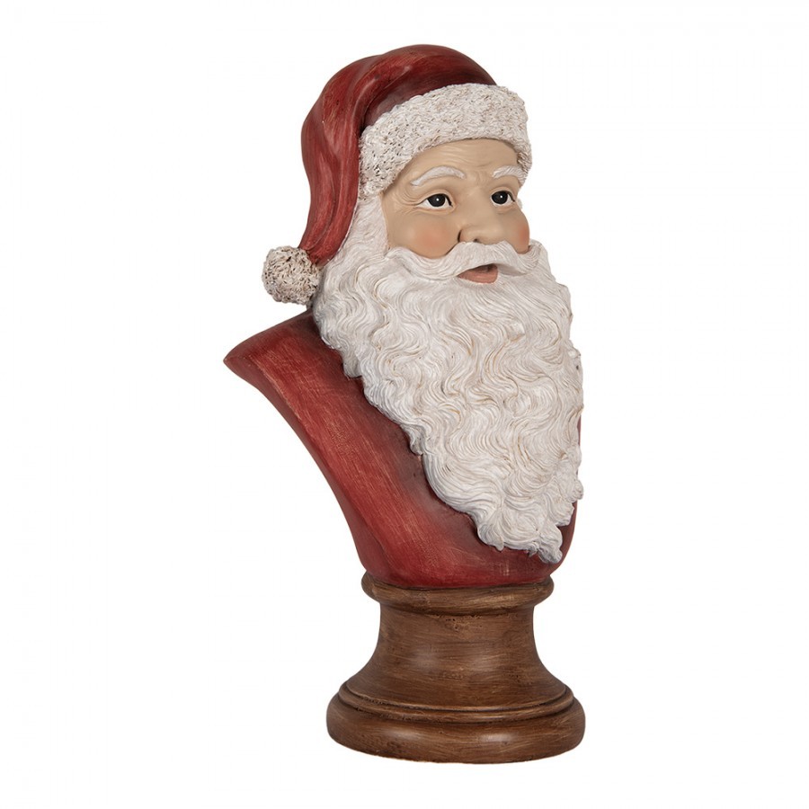 Červeno-bílá vánoční dekorace busta Santa - 18*12*30 cm