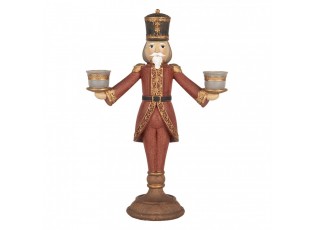 Červená antik dekorace svícen Louskáček Nutcracker 21*9*30 cm 