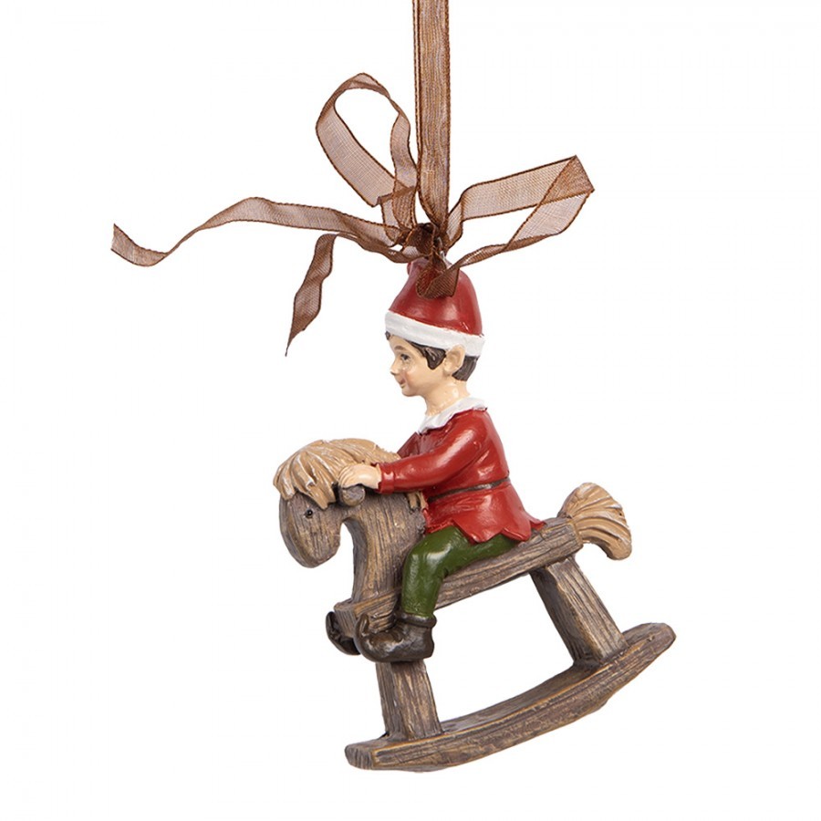 Závěsná dekorace Elf na houpacím koníkovi - 7*3*9 cm