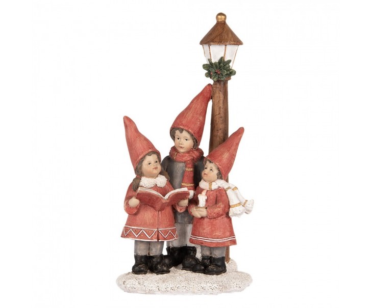Vánoční dekorace figurka zpívající děti u lampy - 11*8*21 cm Clayre & Eef