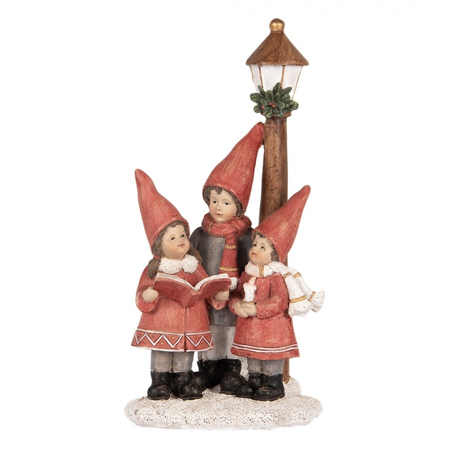 Vánoční dekorace figurka zpívající děti u lampy - 11*8*21 cm
