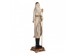 Šedá antik vánoční dekorace Santa Claus s holí - 10*10*42 cm