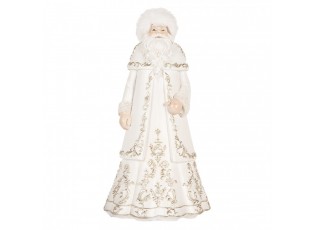 Bílo-zlatá antik dekorace Santa Claus - 13*10*25 cm