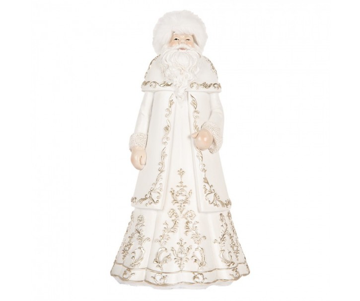 Bílo-zlatá antik dekorace Santa Claus - 13*10*25 cm Clayre & Eef
