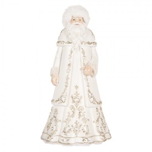 Bílo-zlatá antik dekorace Santa Claus - 13*10*25 cm