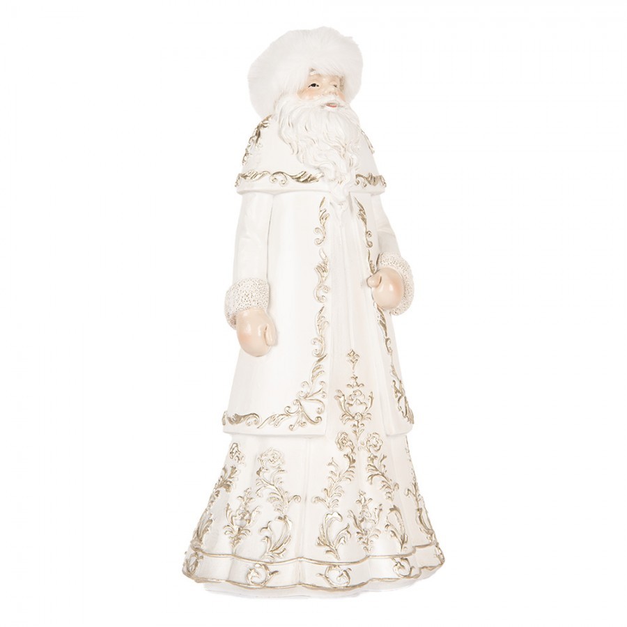 Bílo-zlatá antik dekorace Santa Claus - 13*10*25 cm