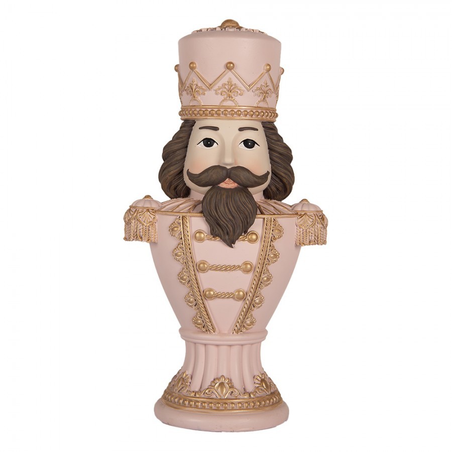 Růžová dekorace busta Louskáček Nutcracker - 16*10*30 cm