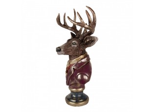 Červeno-hnědá vánoční dekorace busta jelen Deer - 30*22*57 cm