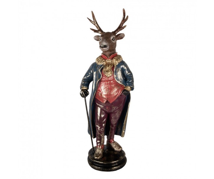 Červeno-hnědá vánoční dekorace figurka jelen Deer - 25*18*66 cm Clayre & Eef