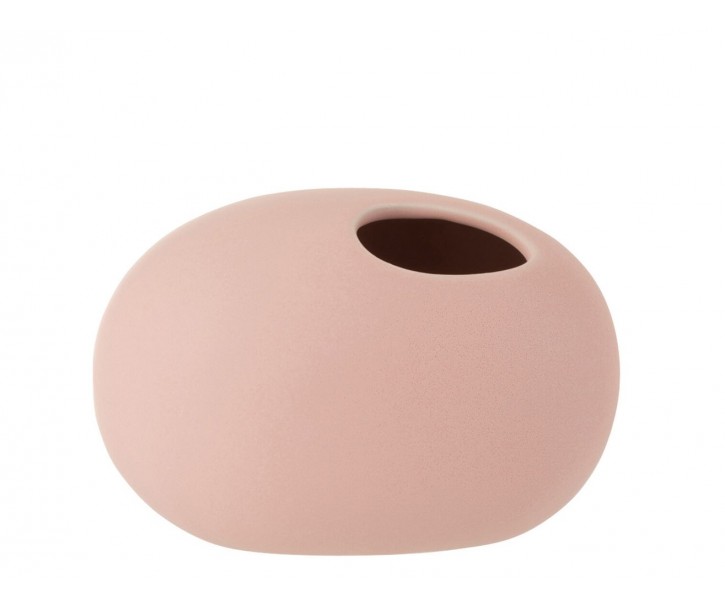 Světle růžová keramická oválná váza Matt Pink S - 16*10*11 cm J-Line by Jolipa