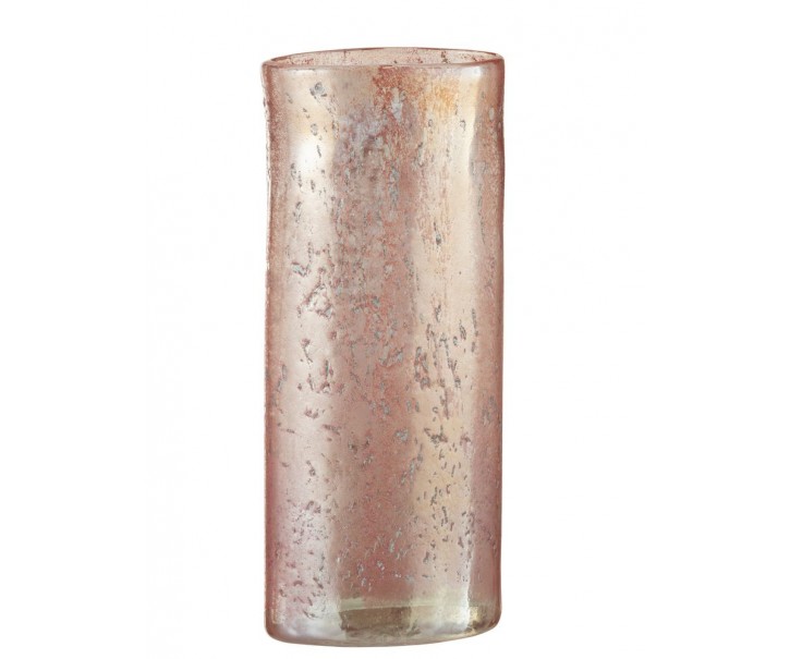 Tmavě růžová skleněná oválná váza Sianel - 13*9*30 cm J-Line by Jolipa