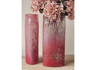 Tmavě růžová skleněná oválná váza Sianel - 13*9*30 cm