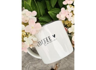 Bílý hrnek se srdíčkem a nápisem Coffee Lovely Day - 12*8*7 cm / 275 ml